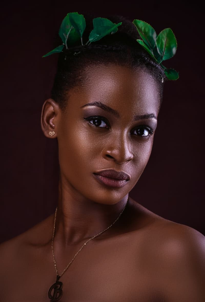 Beauty portrait with a floral hair accessory